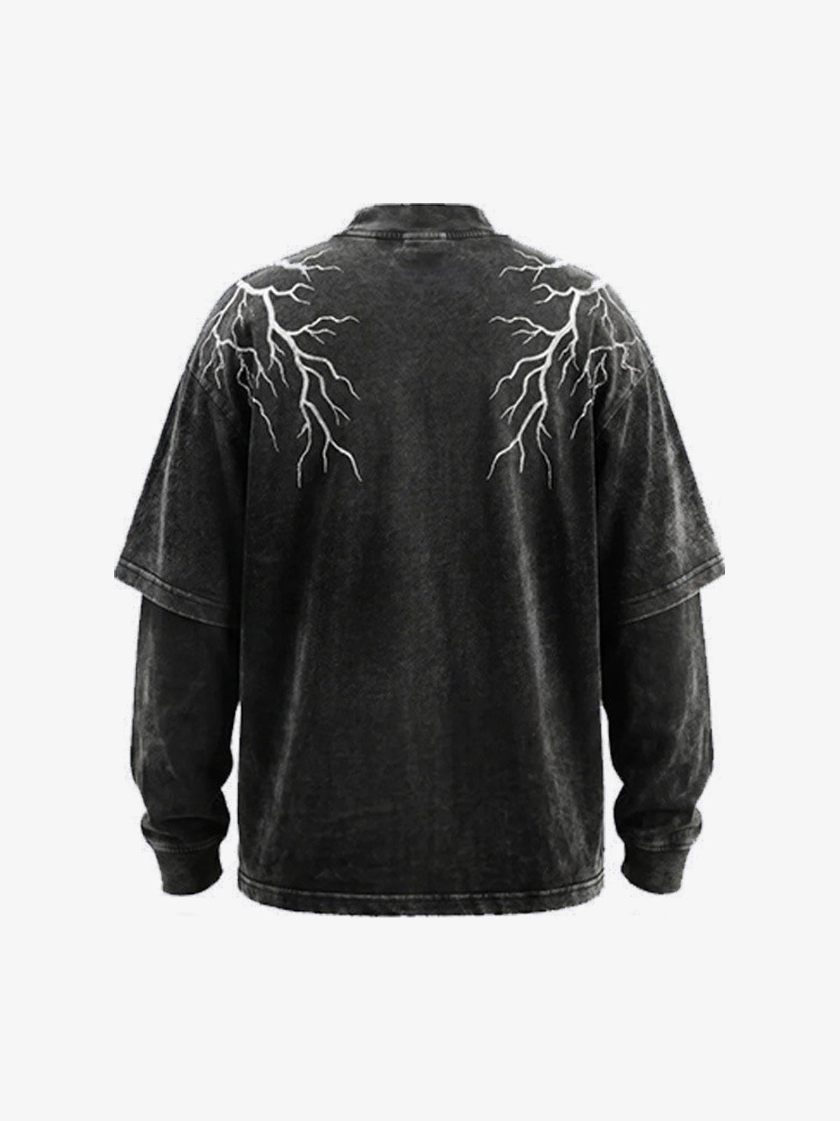 GUO WEAR LIGHTNING SHOULDER LAYERED SWEATSHIRT; Black; back view