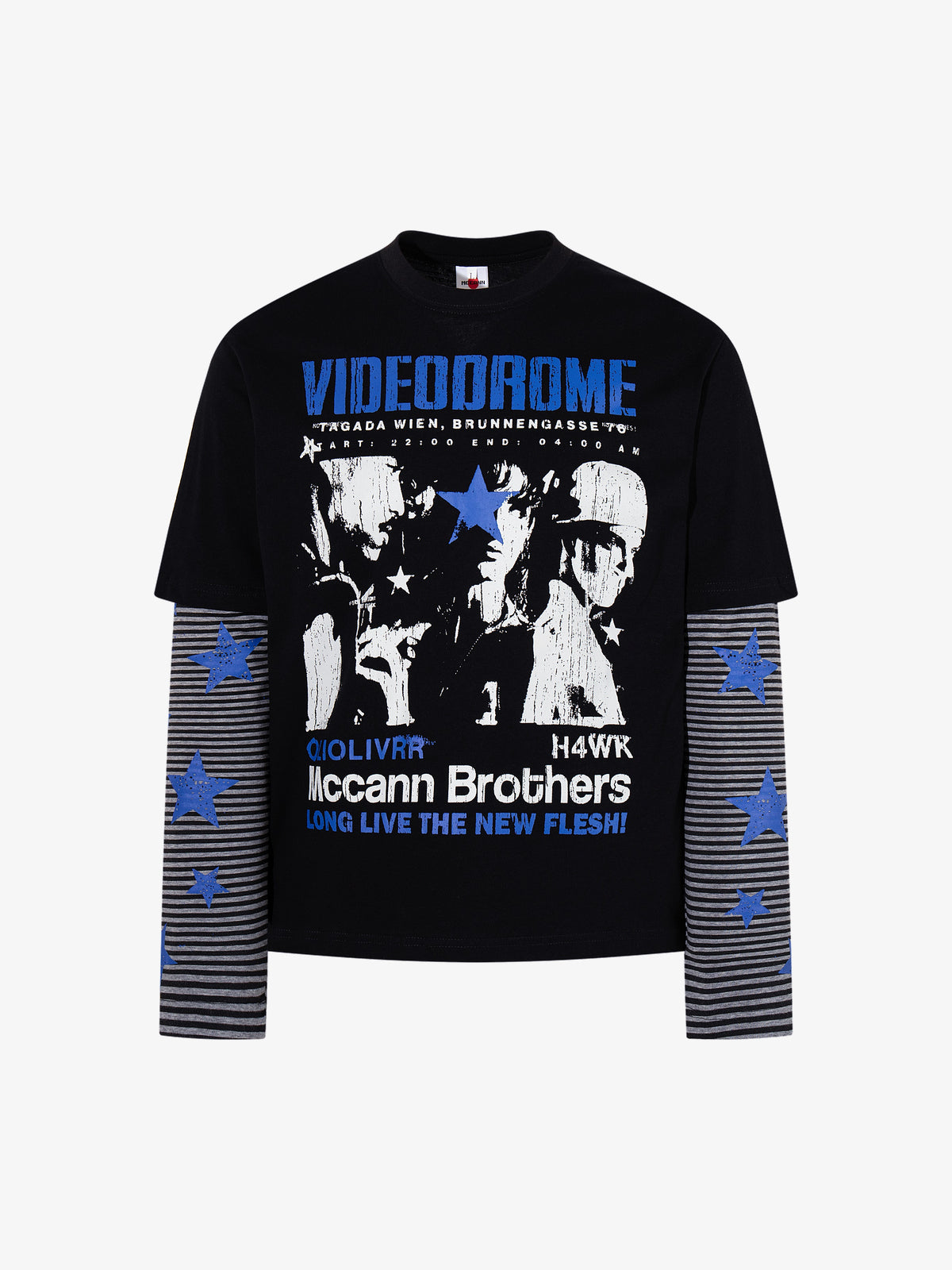 MCCNN BLUE STRIPED LAYERED SWEATSHIRT; Black; front view