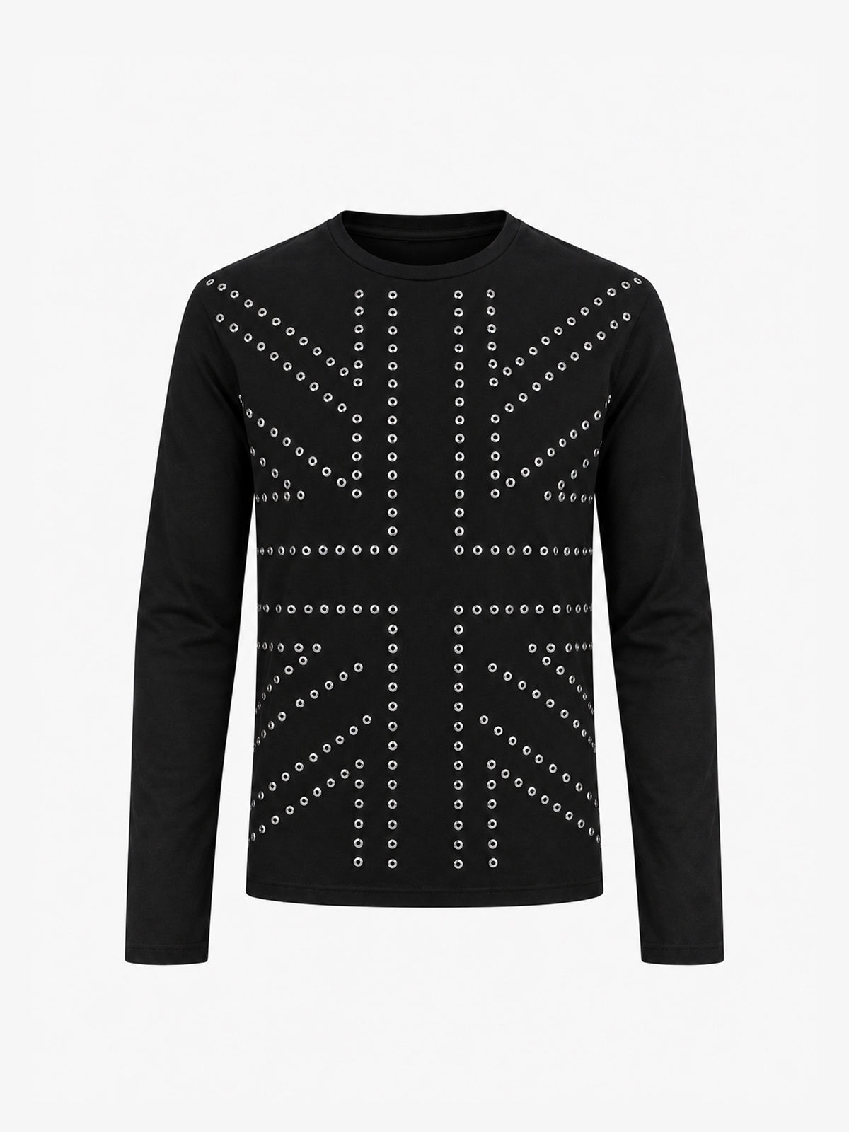 NO E MOSEN EYELET GRID SWEATSHIRT; Black; front view
