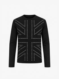 NO E MOSEN EYELET GRID SWEATSHIRT; Black; front view