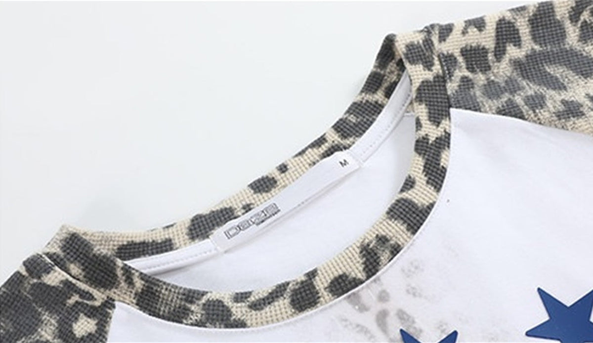 NO E MOSEN LEOPARD RAGLAN STAR SWEATSHIRT; White; garment construction detail