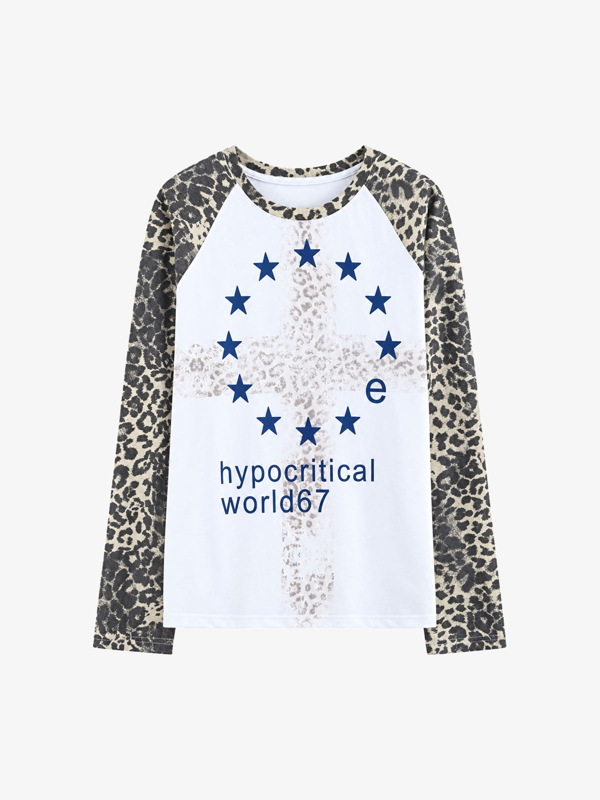 NO E MOSEN LEOPARD RAGLAN STAR SWEATSHIRT; White; front view