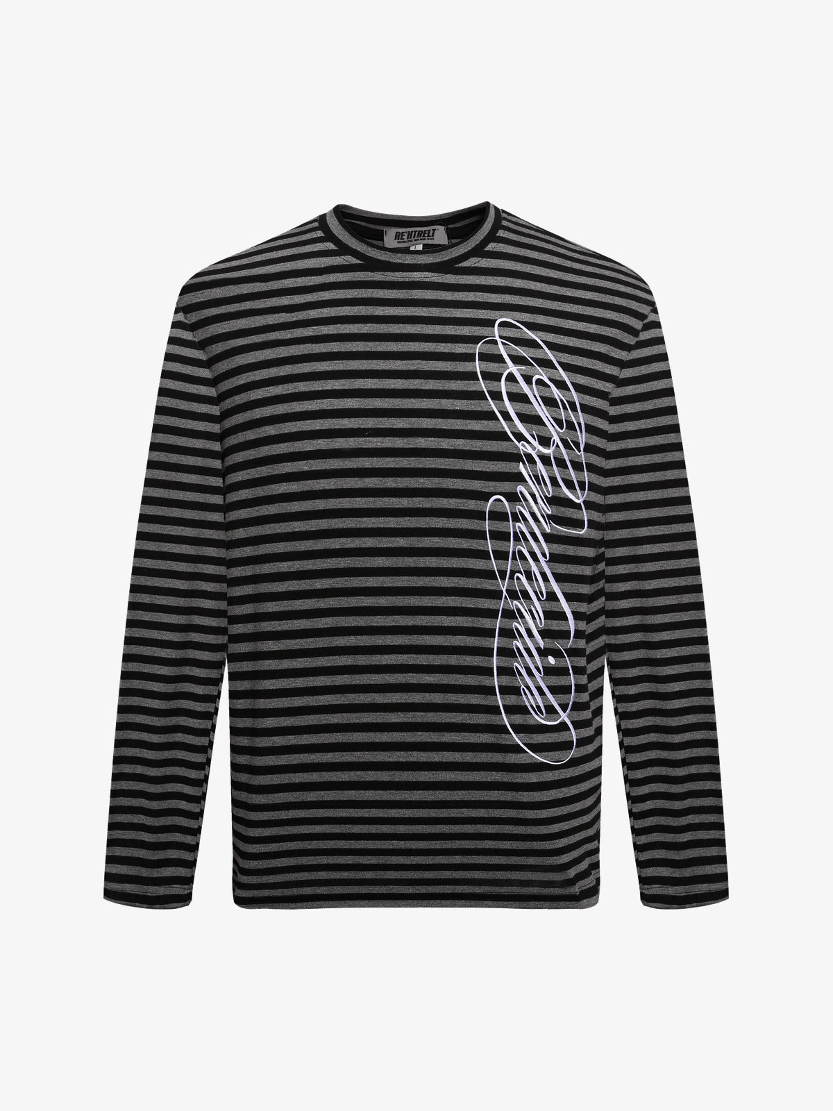 REHTRELT STRIPED LINE ART SWEATSHIRT; Black; front view