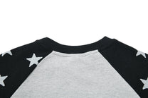SKATE PARK RAGLAN STAR GRAPHIC SWEATSHIRT; Gray; garment construction detail