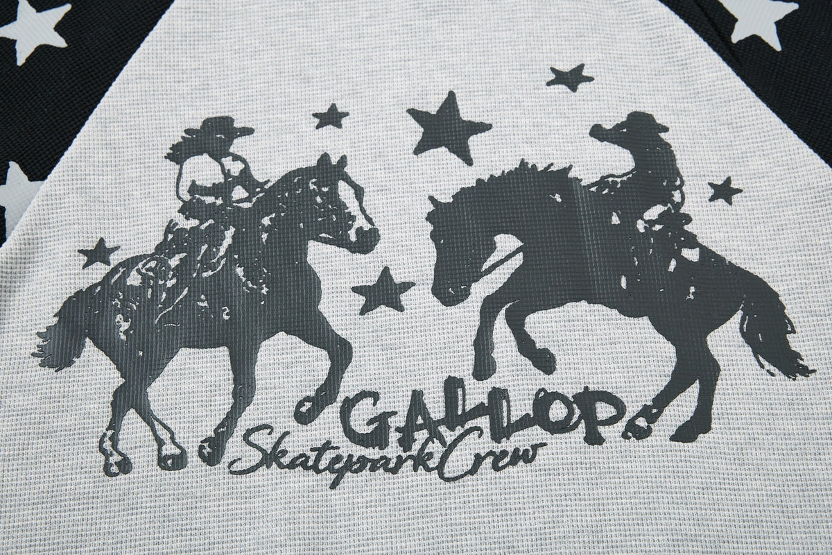 SKATE PARK RAGLAN STAR GRAPHIC SWEATSHIRT; Gray; design detail