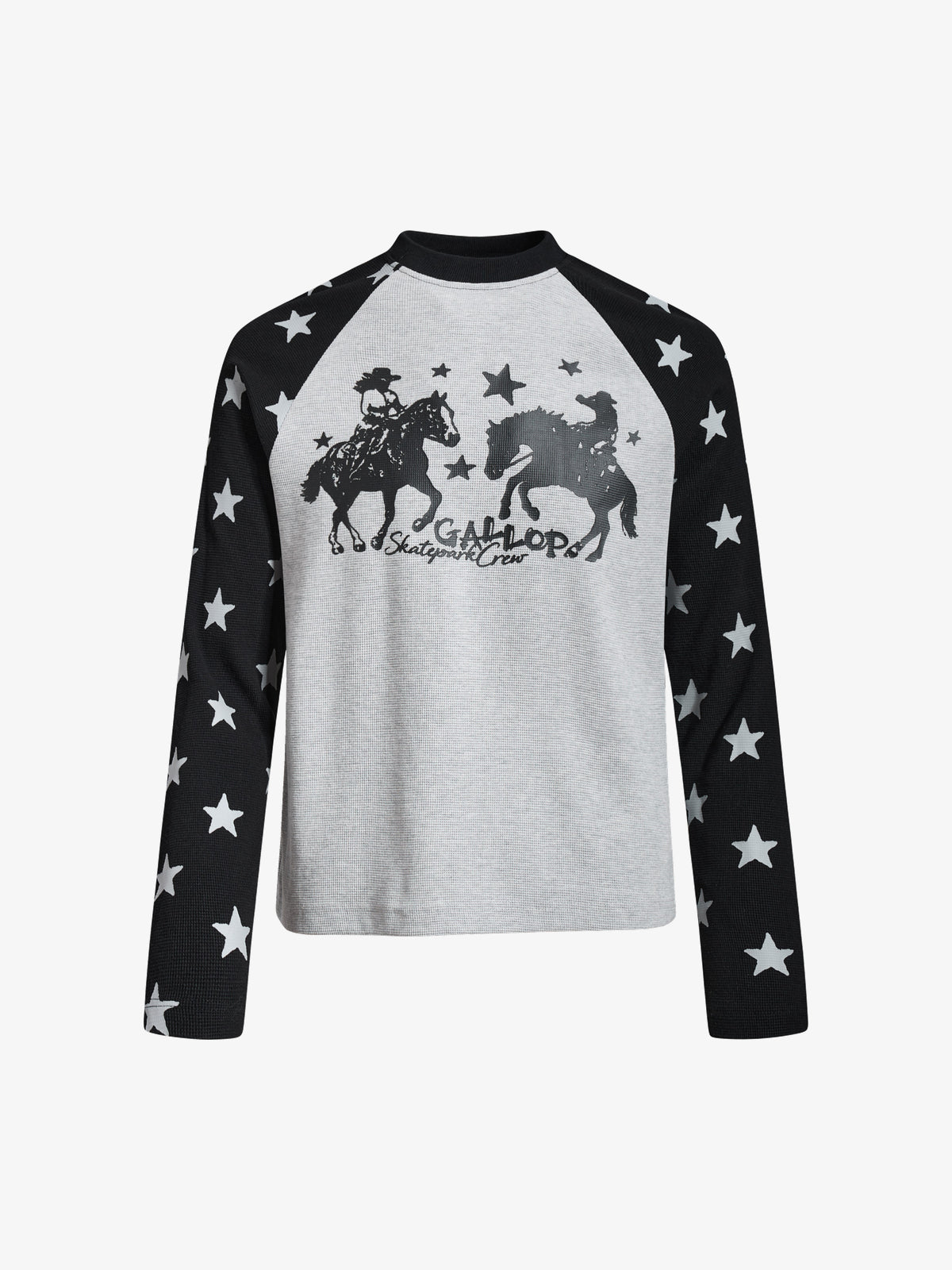SKATE PARK RAGLAN STAR GRAPHIC SWEATSHIRT; Gray; front view