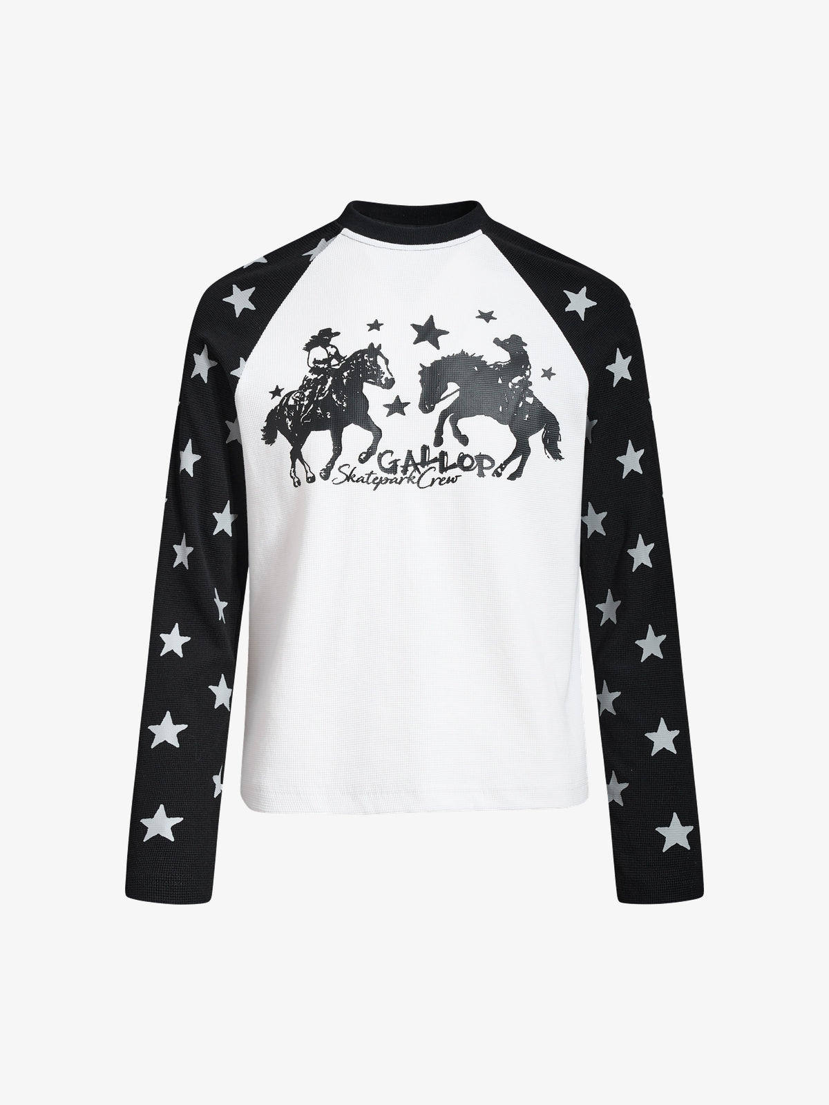 SKATE PARK RAGLAN STAR GRAPHIC SWEATSHIRT; White; front view