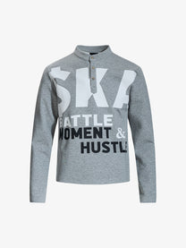 SKATE PARK LETTER PRINT SNAP FRONT SWEATSHIRT; Gray; front view