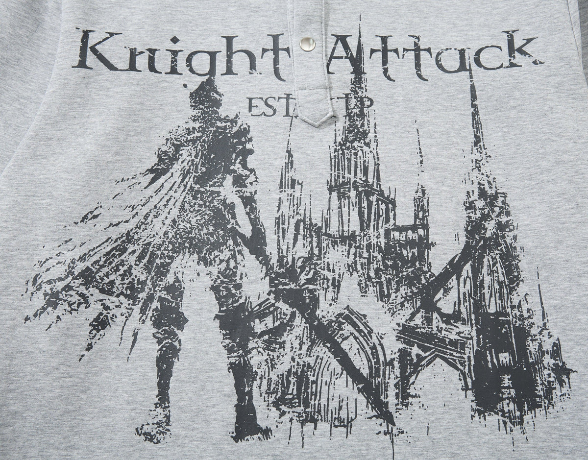 SKATE PARK KNIGHT GRAPHIC SWEATSHIRT; Gray; design detail
