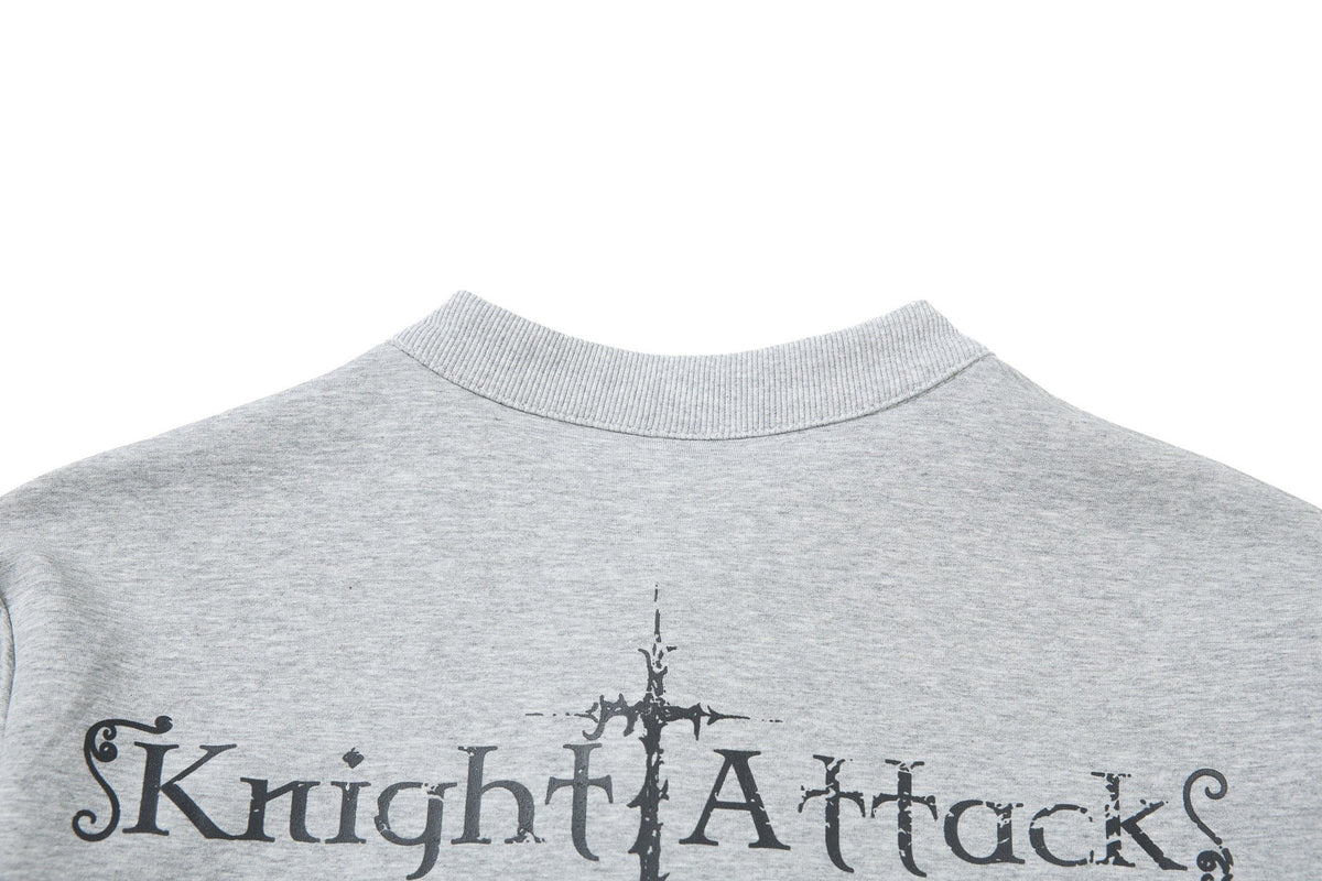 SKATE PARK KNIGHT GRAPHIC SWEATSHIRT; Gray; design detail