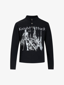 SKATE PARK KNIGHT GRAPHIC SWEATSHIRT; Black; front view