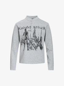 SKATE PARK KNIGHT GRAPHIC SWEATSHIRT; Gray; front view