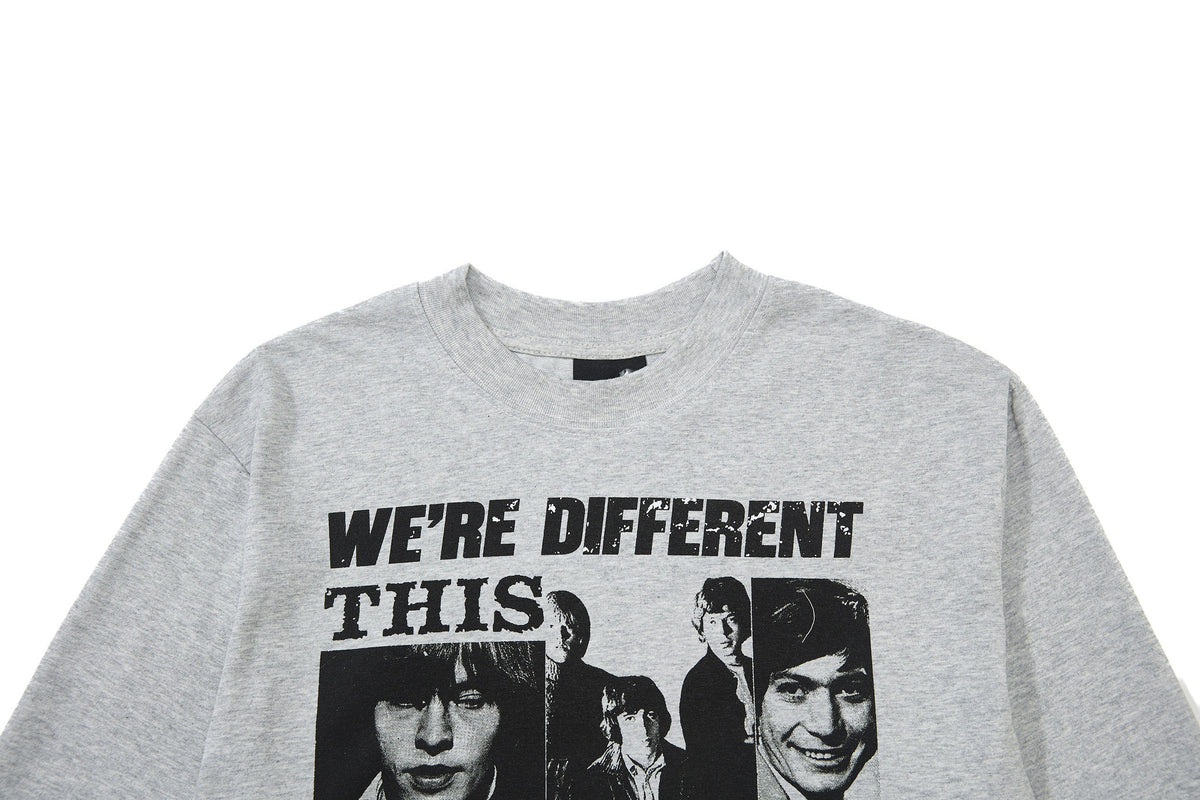 SKATE PARK PORTRAIT COLLAGE GRAPHIC SWEATSHIRT; Gray; design detail