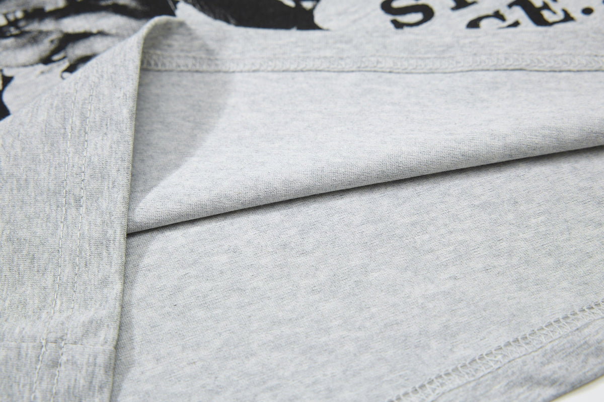 SKATE PARK PORTRAIT COLLAGE GRAPHIC SWEATSHIRT; Gray; fabric detail