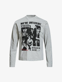 SKATE PARK PORTRAIT COLLAGE GRAPHIC SWEATSHIRT; Gray; front view