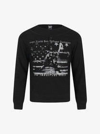 TAELE PLUS STAR COLLAGE GRAPHIC SWEATSHIRT; Black; front view