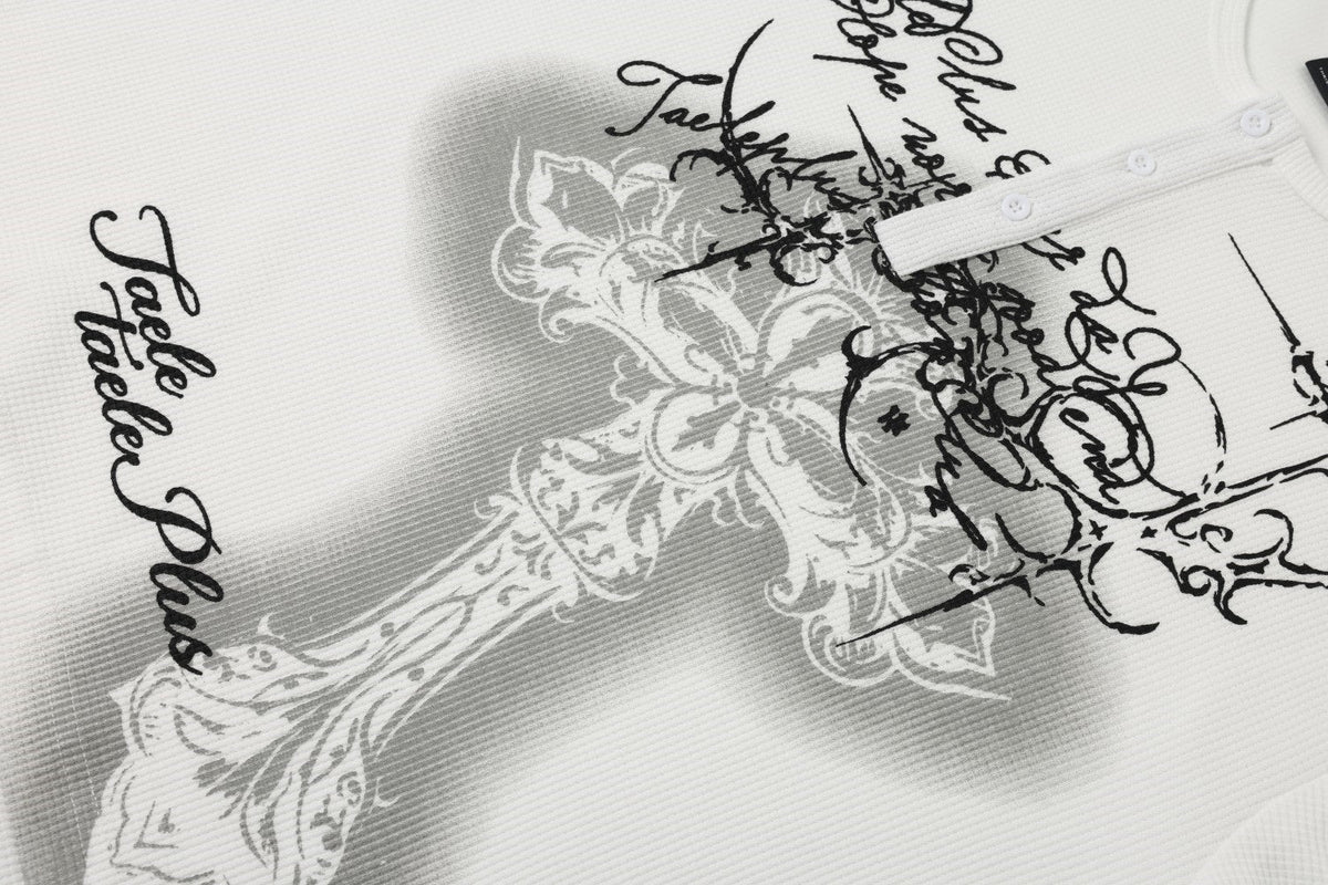 TAELE PLUS FLORAL SKETCH GRAPHIC SWEATSHIRT; White; design detail