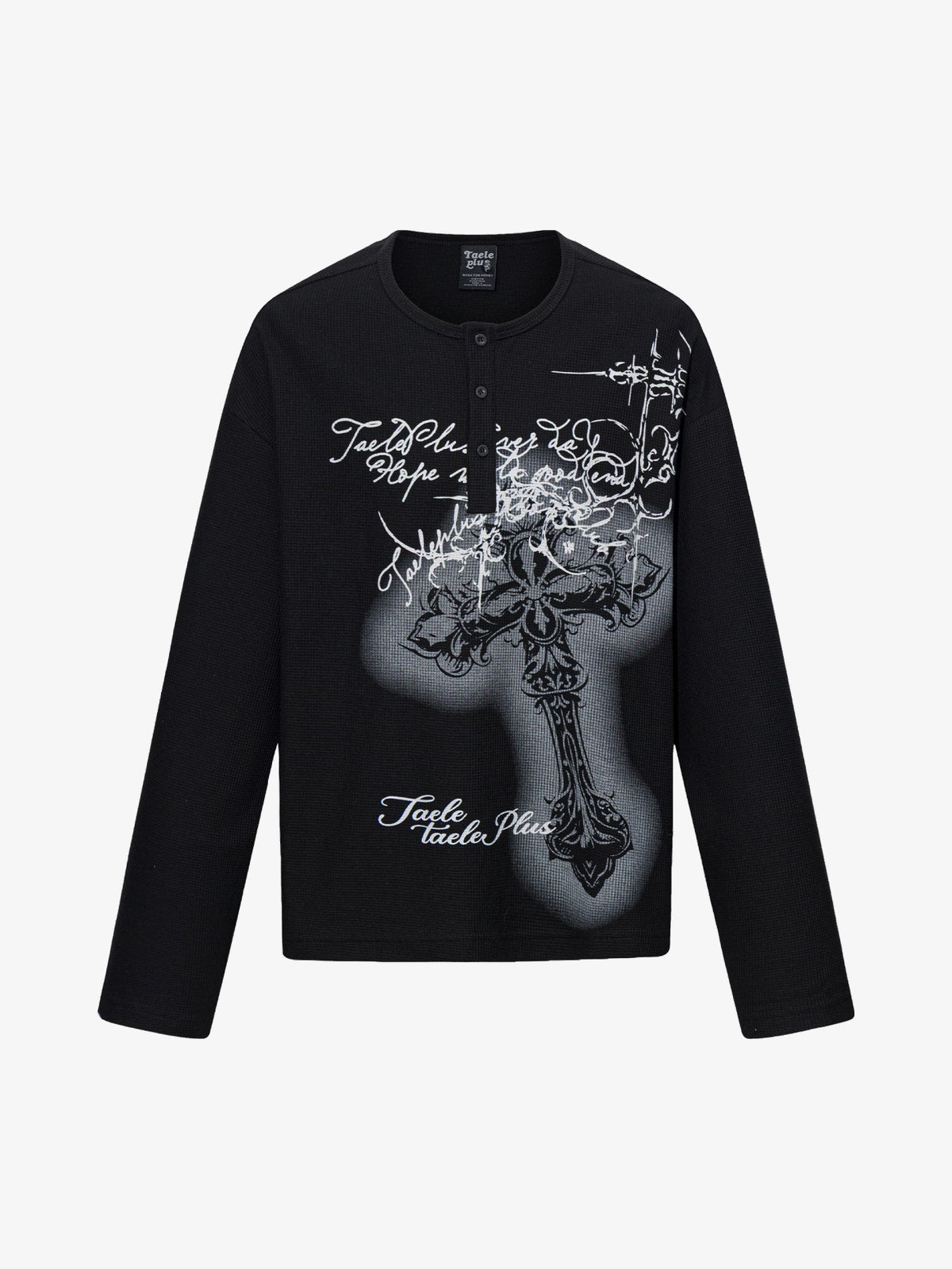TAELE PLUS FLORAL SKETCH GRAPHIC SWEATSHIRT; Black; front view