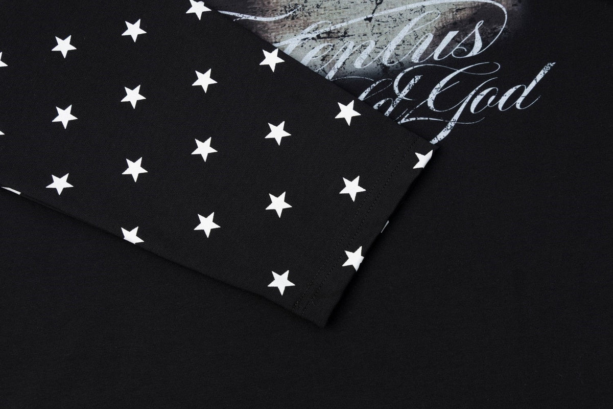 TAELE PLUS EYE GRAPHIC STAR SLEEVE SWEATSHIRT; Black; design detail