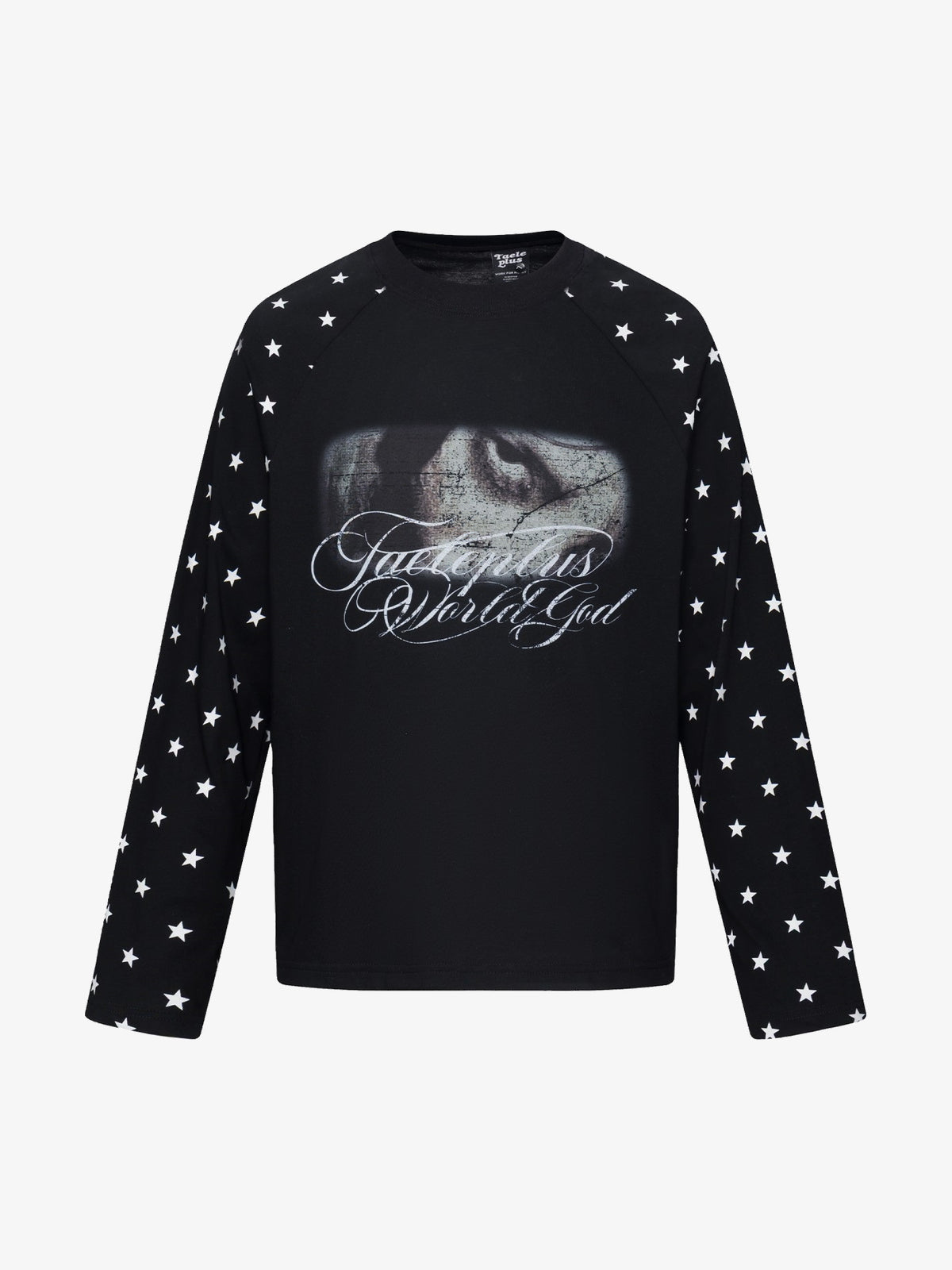 TAELE PLUS EYE GRAPHIC STAR SLEEVE SWEATSHIRT; Black; front view