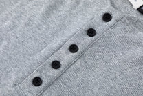 TRYTHM CLUB BUTTON FRONT HENLEY SWEATSHIRT; Gray; garment construction detail