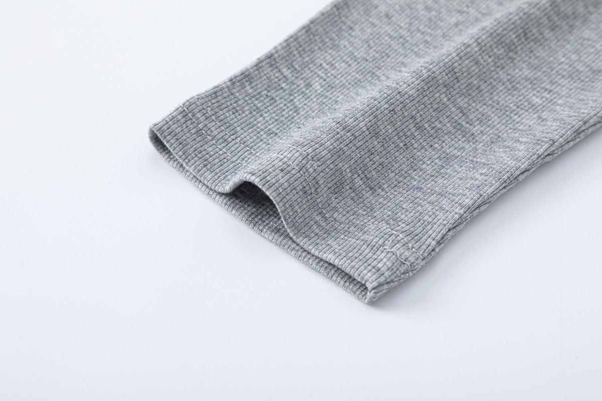 TRYTHM CLUB BUTTON FRONT HENLEY SWEATSHIRT; Gray; garment construction detail