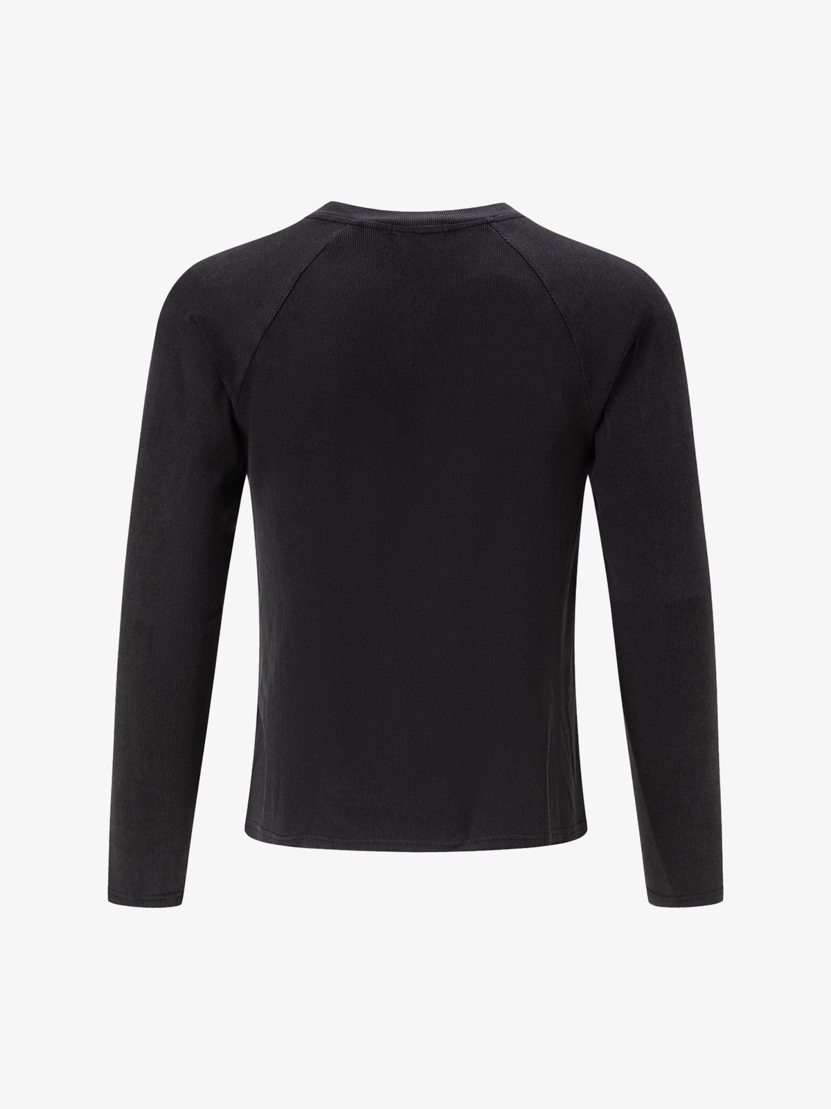 TRYTHM CLUB BUTTON FRONT HENLEY SWEATSHIRT; Black; back view