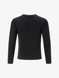 TRYTHM CLUB BUTTON FRONT HENLEY SWEATSHIRT; Black; back view