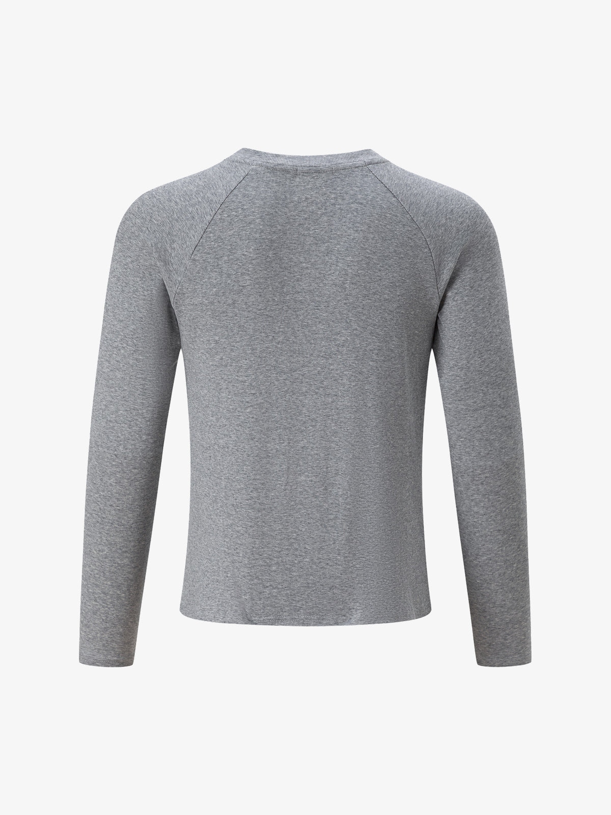 TRYTHM CLUB BUTTON FRONT HENLEY SWEATSHIRT; Gray; back view