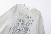TRYTHM CLUB WASHED PORTRAIT COLLAGE SWEATSHIRT; Beige; design detail