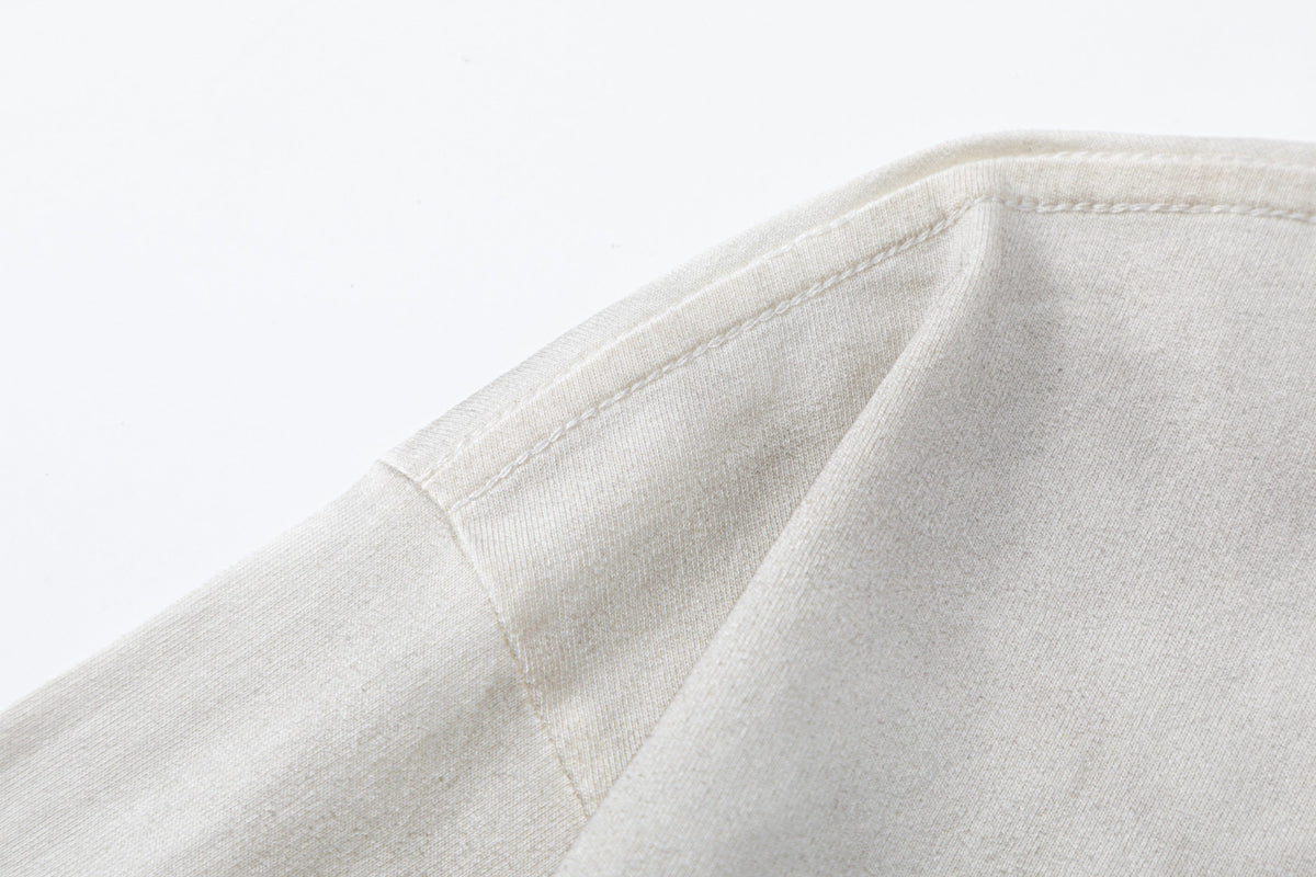 TRYTHM CLUB WASHED PORTRAIT COLLAGE SWEATSHIRT; Beige; fabric detail