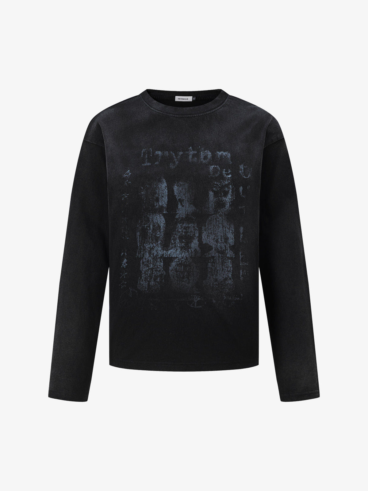TRYTHM CLUB WASHED PORTRAIT COLLAGE SWEATSHIRT; Black; front view