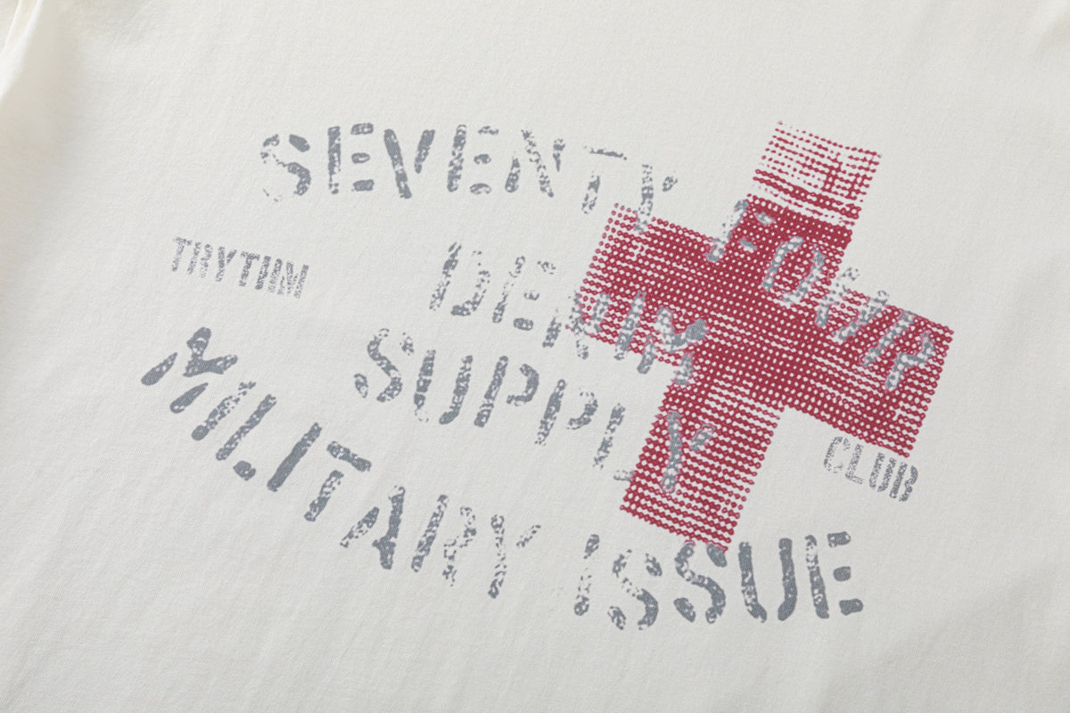 TRYTHM CLUB CROSS GRAPHIC SWEATSHIRT; Beige; design detail