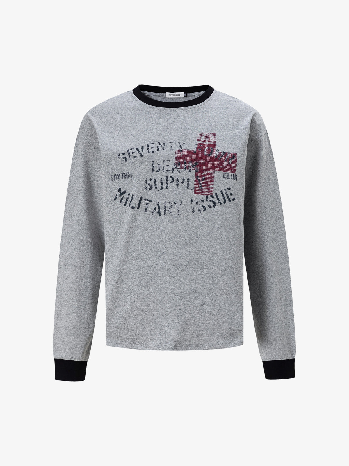 TRYTHM CLUB CROSS GRAPHIC SWEATSHIRT; Gray; front view