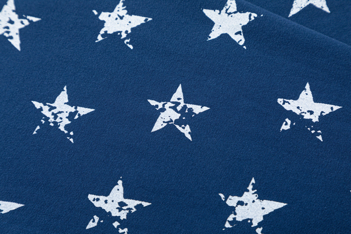 TRYTHM CLUB STAR SLEEVE GRAPHIC SWEATSHIRT; Blue; design detail