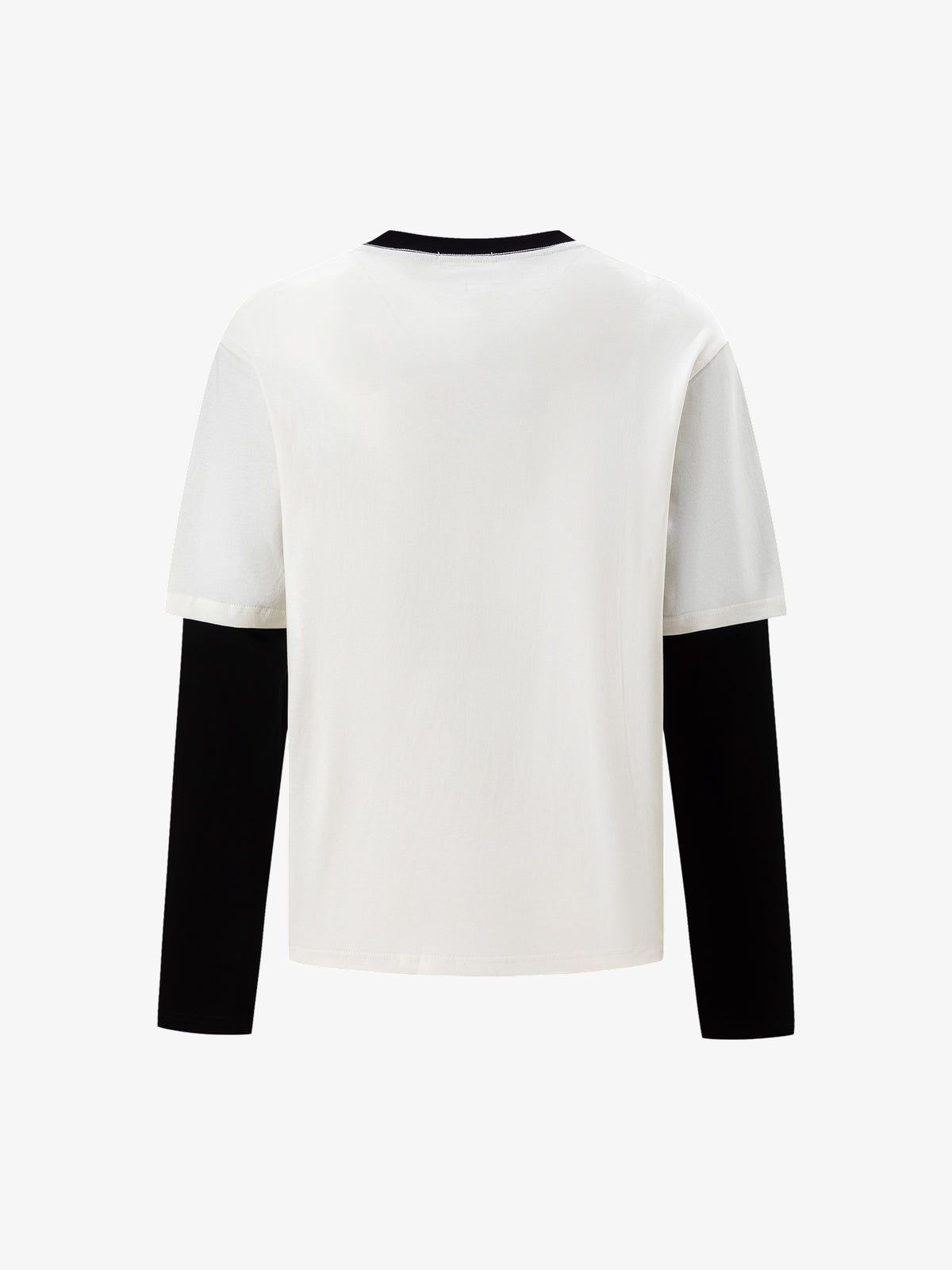 TRYTHM CLUB CONTRAST SLEEVE GRAPHIC SWEATSHIRT; Beige; back view