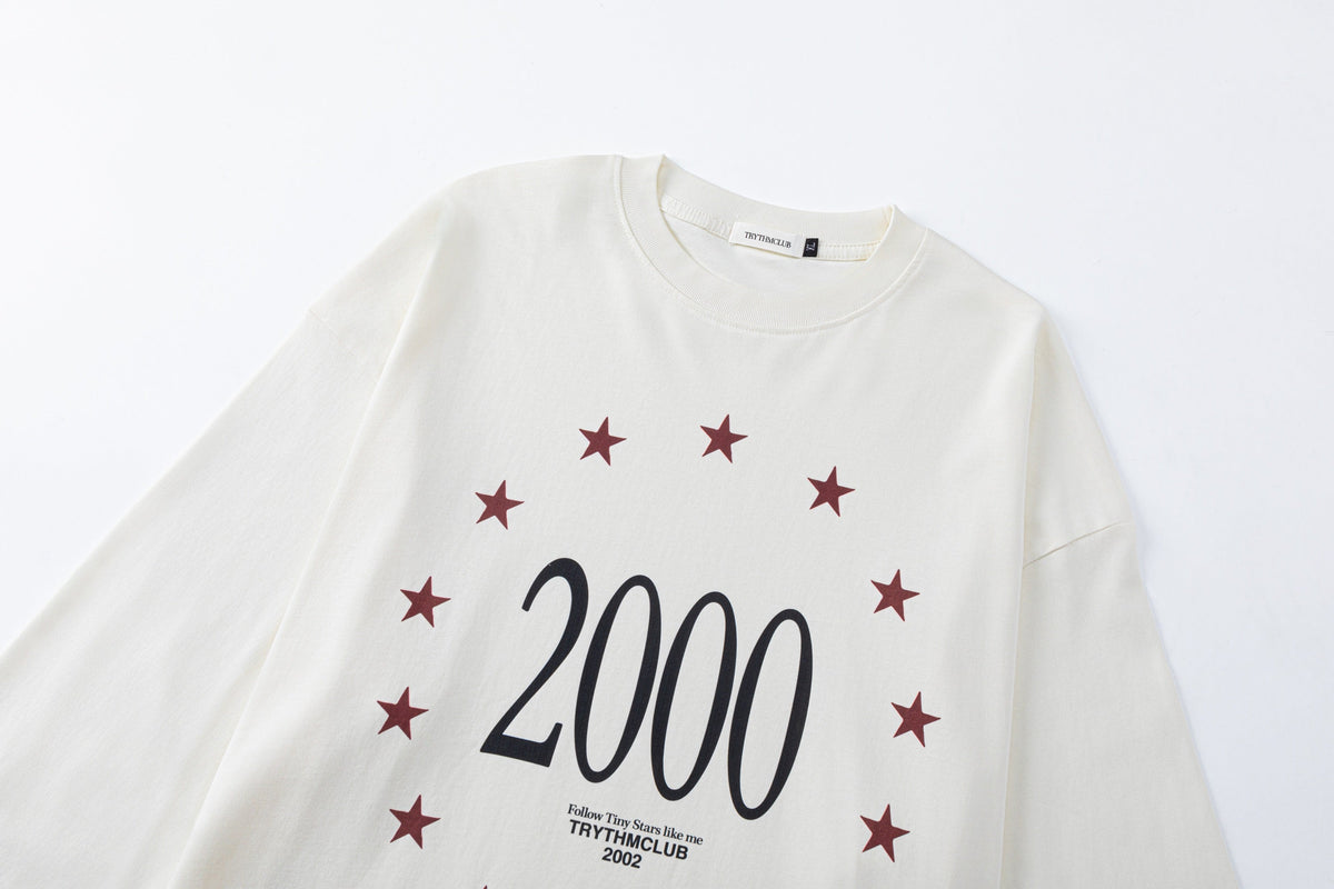 TRYTHM CLUB STAR 2000 GRAPHIC SWEATSHIRT; Beige; design detail