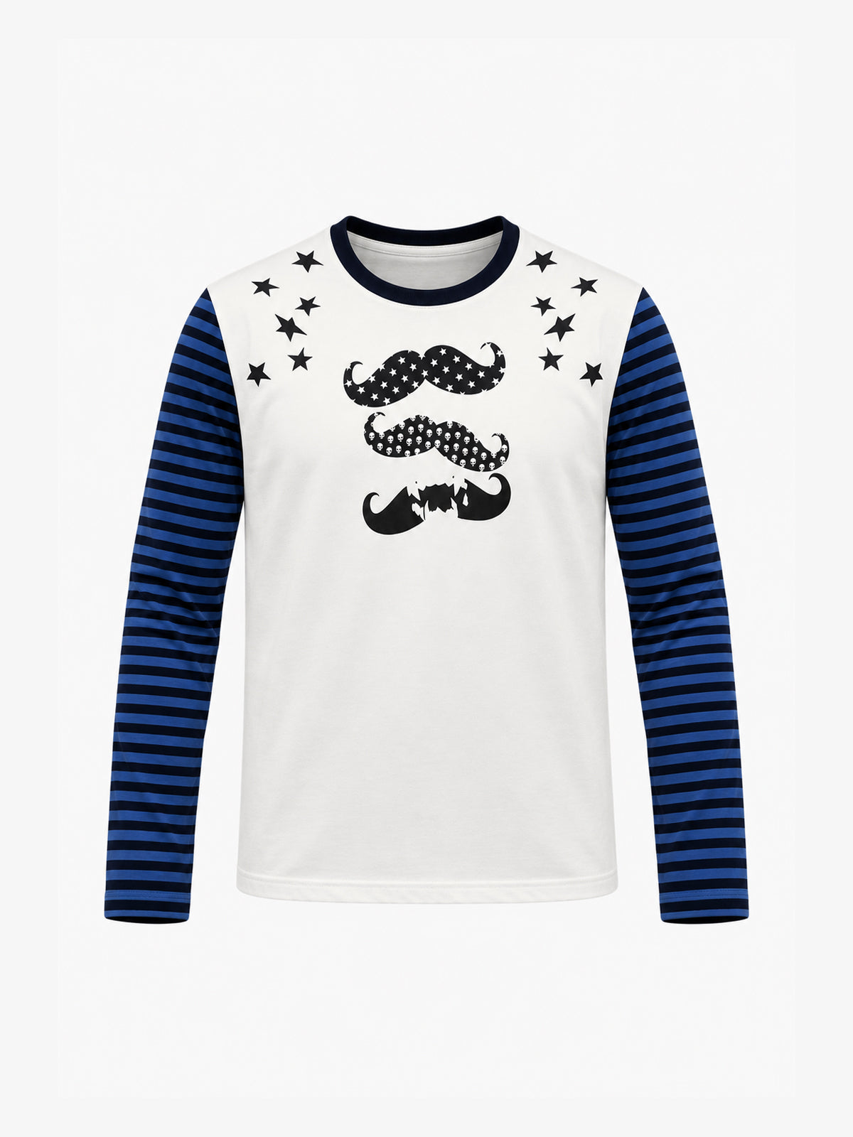 WASE MUSTACHE STAR RAGLAN SWEATSHIRT; White; front view