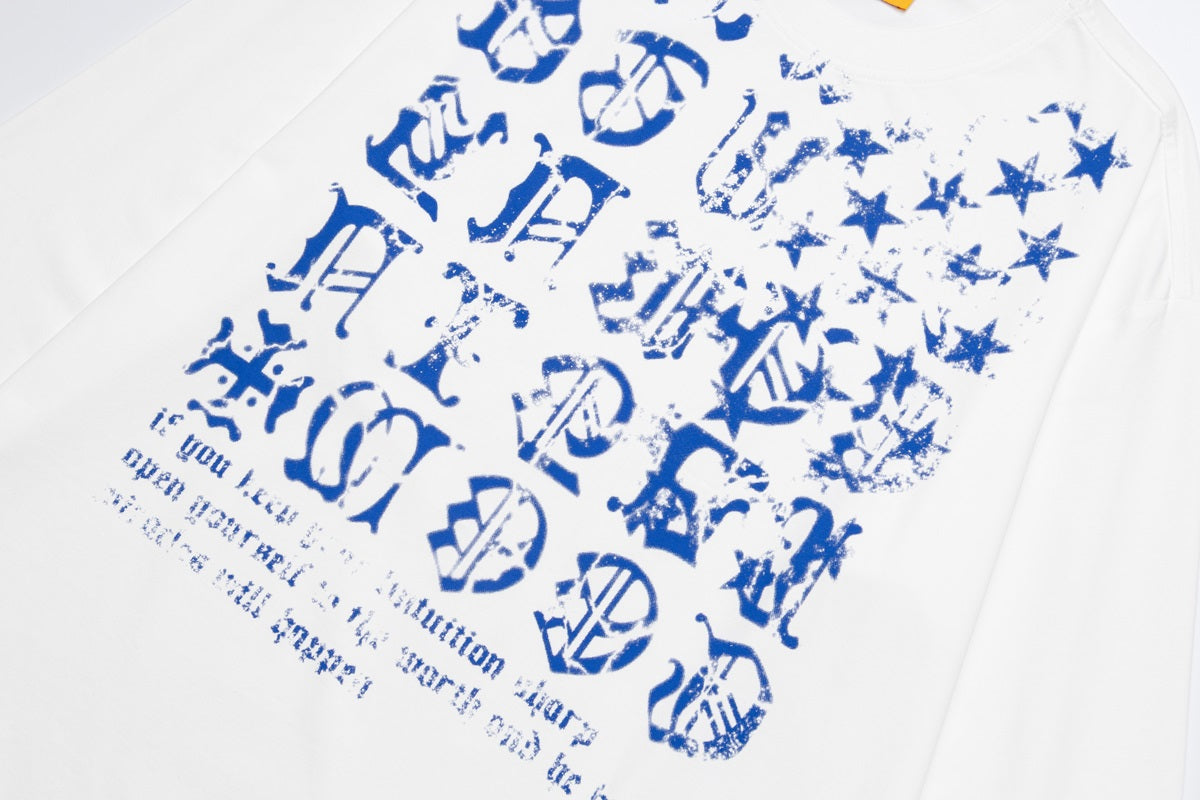 WOODLISE BLUE TYPOGRAPHY GRAPHIC SWEATSHIRT; White; design detail