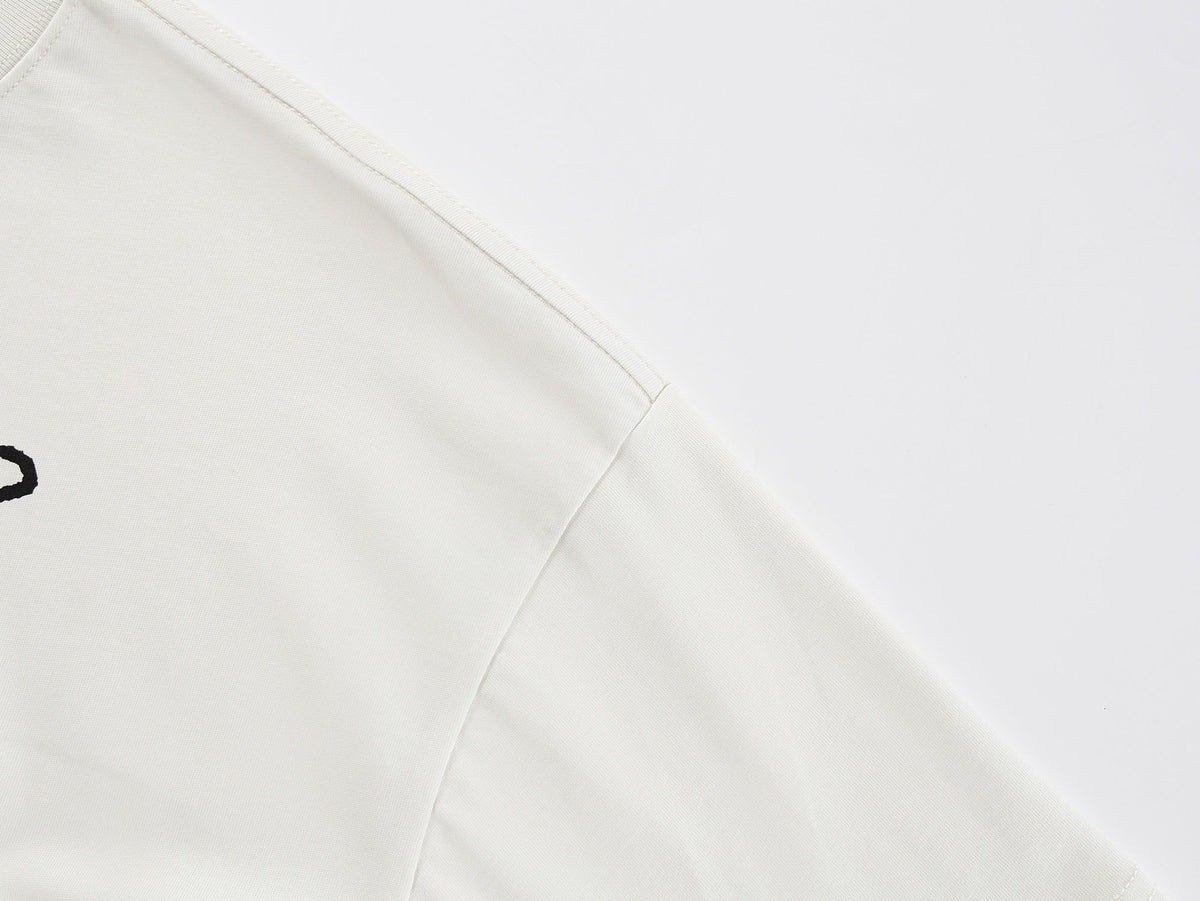 BLACK E78 REAL LOVE PORTRAIT T-SHIRT; Cream; fabric detail