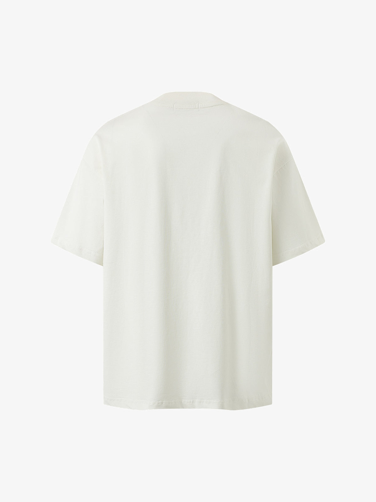 BLACK E78 SHADOW FIGURE GRAPHIC T-SHIRT; Cream; back view