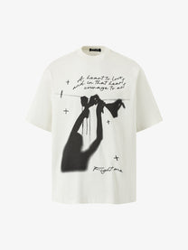 BLACK E78 SHADOW FIGURE GRAPHIC T-SHIRT; Cream; front view