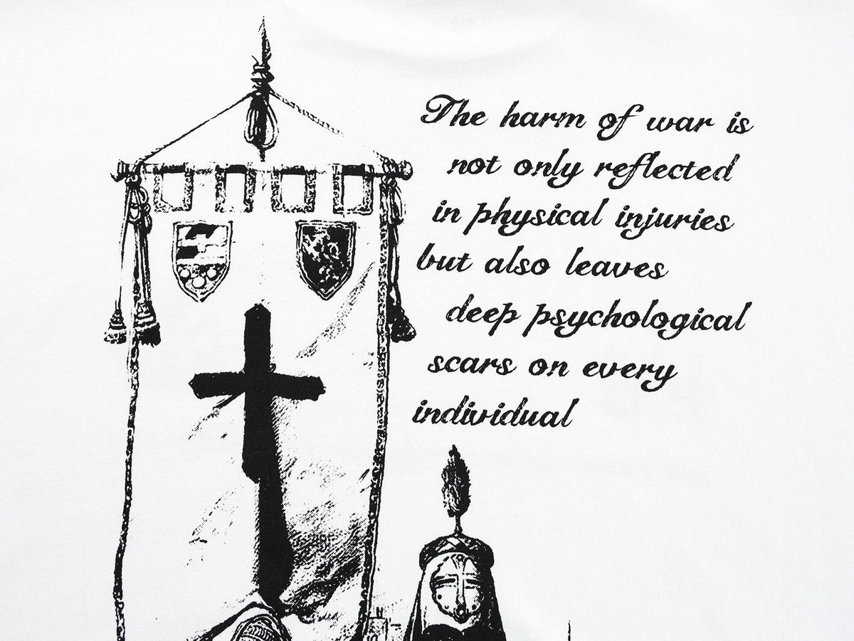 BLACK E78 CROSS KNIGHT BACK GRAPHIC T-SHIRT; White; design detail