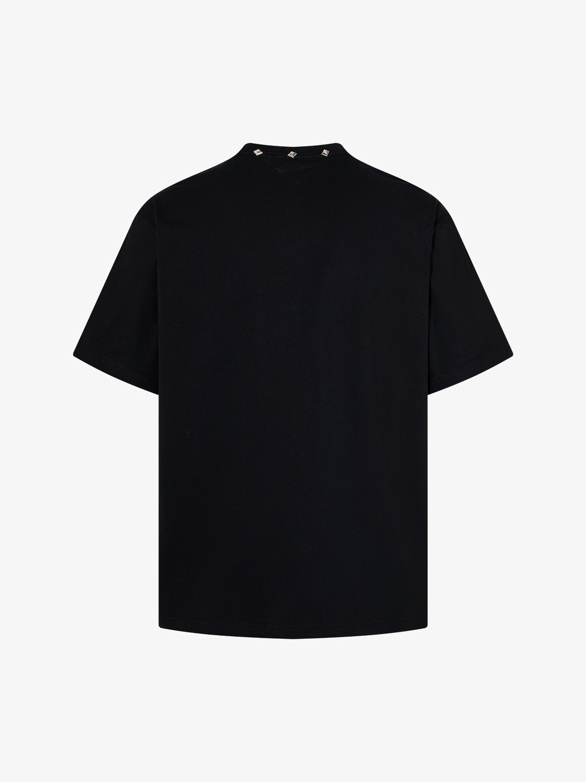 BLACK E78 CAT PORTRAIT SLOGAN T-SHIRT; Black; back view
