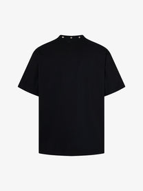 BLACK E78 CAT PORTRAIT SLOGAN T-SHIRT; Black; back view