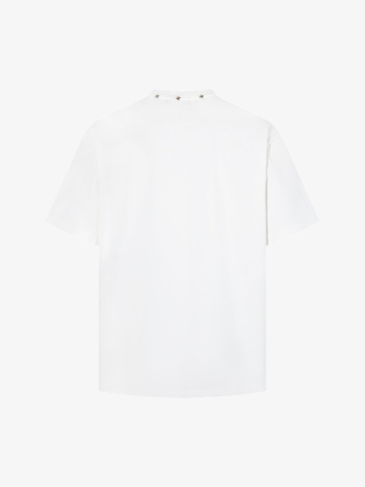 BLACK E78 CAT PORTRAIT SLOGAN T-SHIRT; White; back view