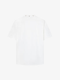 BLACK E78 CAT PORTRAIT SLOGAN T-SHIRT; White; back view