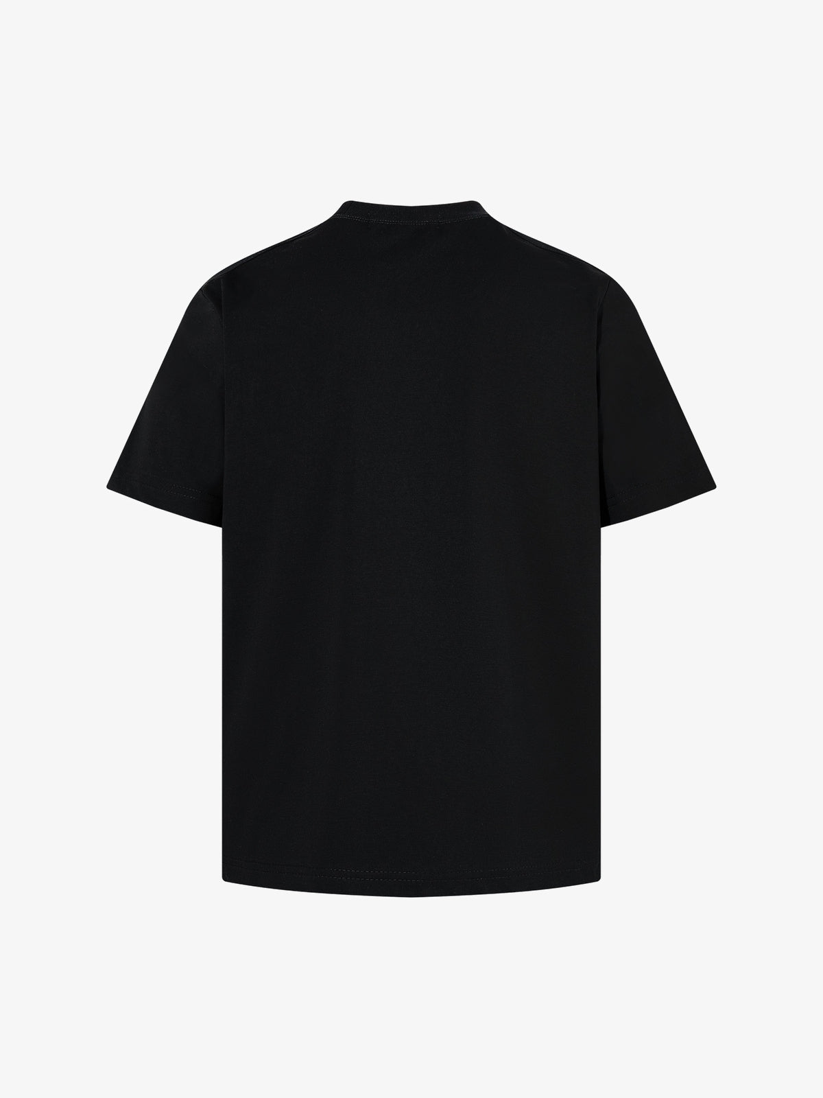 BLACK E78 ON LIVE SCREEN COLLAGE T-SHIRT; Black; back view