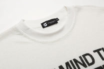 CHAN YOOU FADED CHEST TEXT T-SHIRT; White; garment construction detail