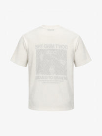 CHAN YOOU FADED CHEST TEXT T-SHIRT; White; back view